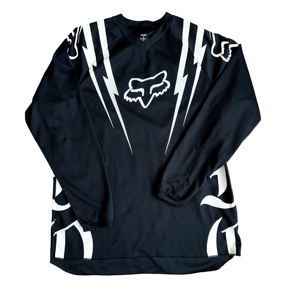 Fox Racing Motocross Black Shirt Long Sleeve V-Neck Logo Men's Size XL